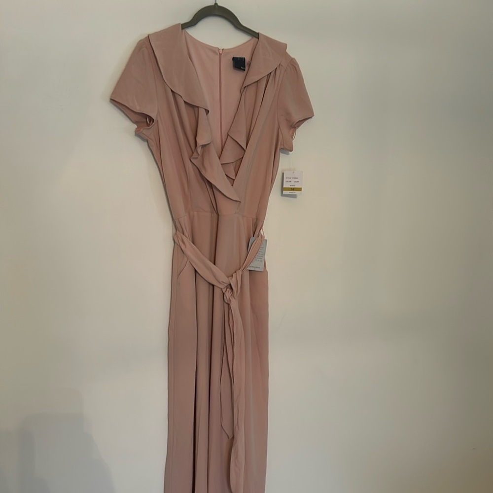 NWT Gabby Skye Shirt Sleeve Ruffle Wrap Jumpsuit